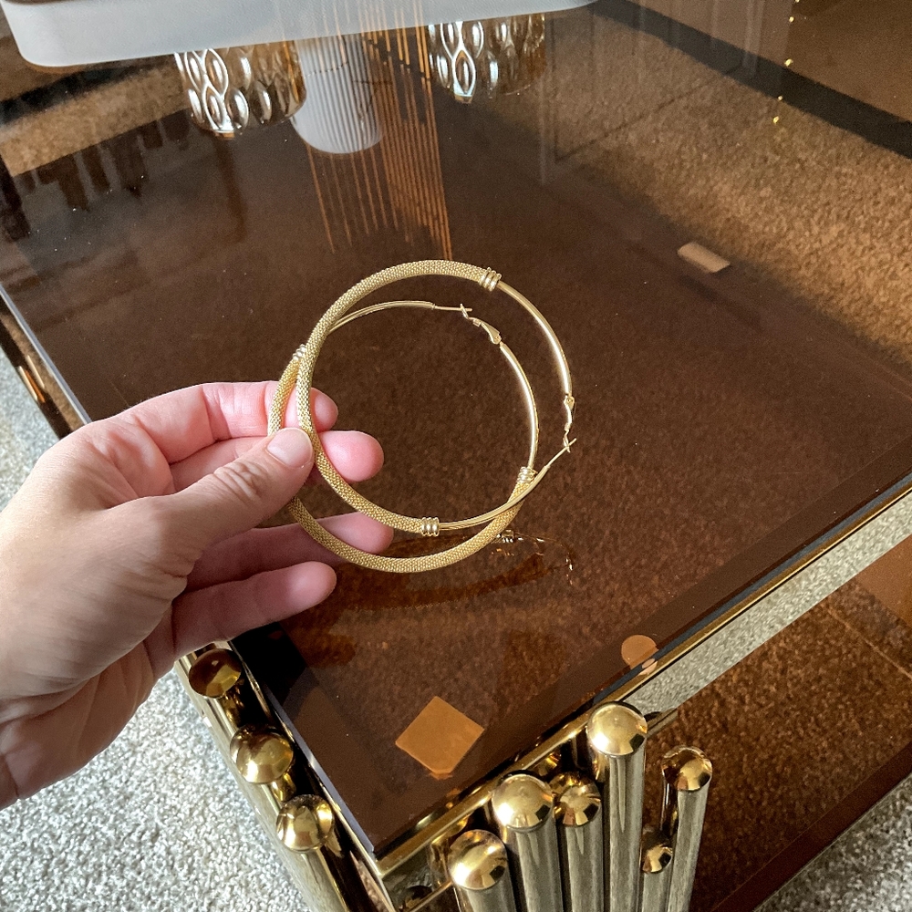 NEW Big 80mm Gold Hoop Earrings